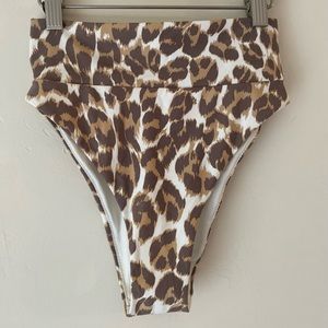 Aerie Leopard High Cut Cheeky Bikini Bottom